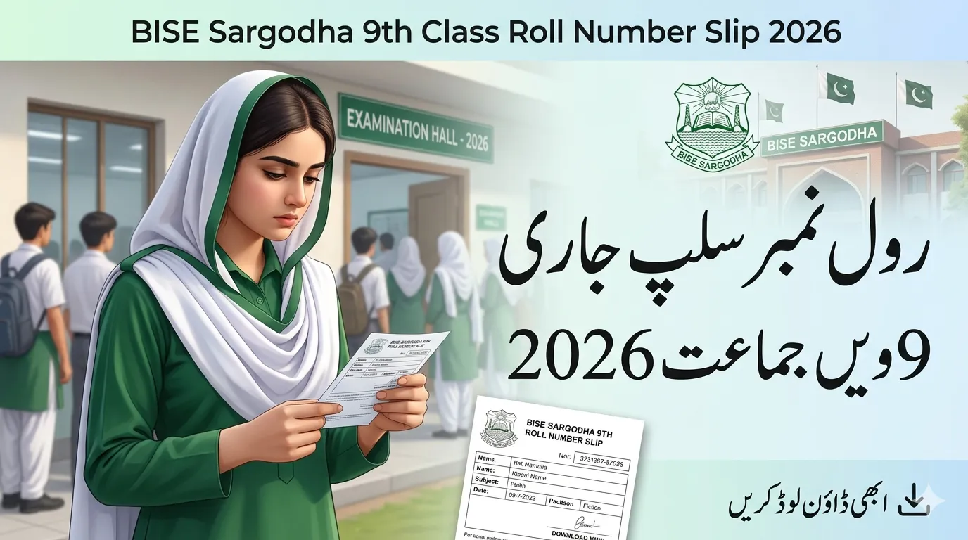 BISE Sargodha 9th Class Roll Number Slip
