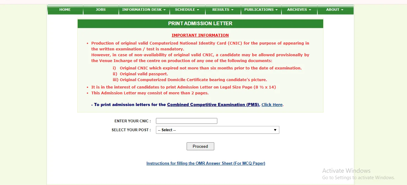 PPSC Roll No slip 2026